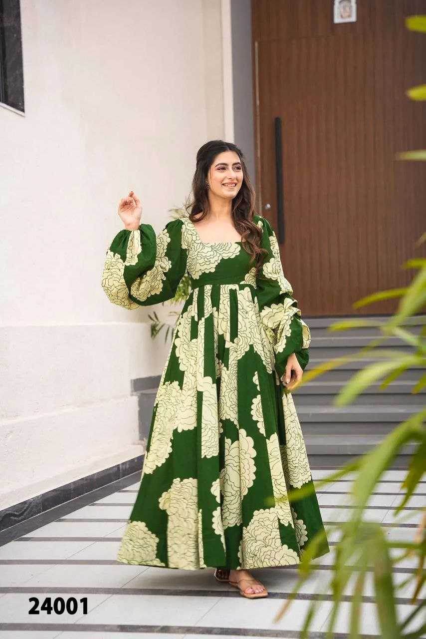 Elegant Heavy Rayon Gown with Exquisite Prints - MYLUXURY LANE ENTERPRISE